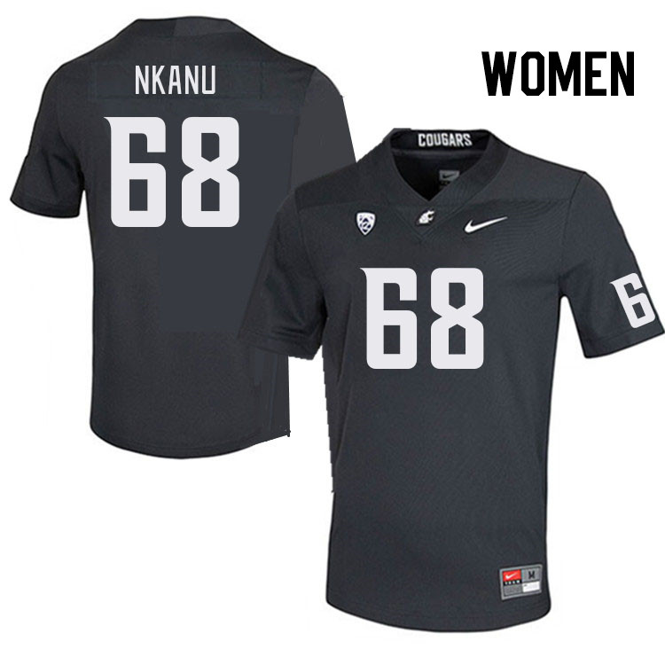 Women #68 Christy Nkanu Washington State Cougars College Football Jerseys Stitched Sale-Charcoal